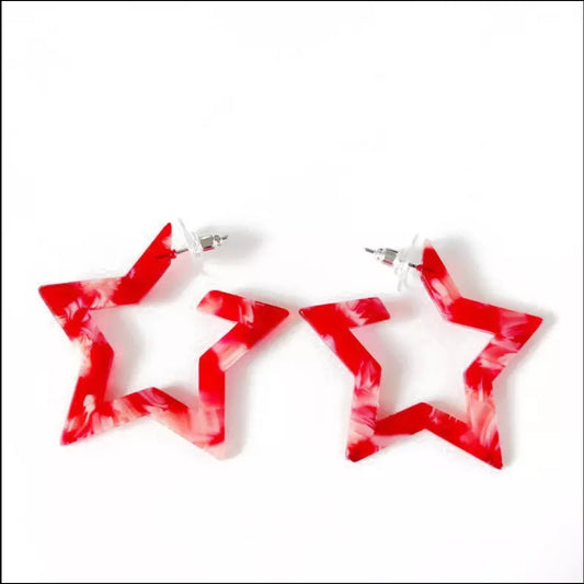 Red Star Acrylic Earrings