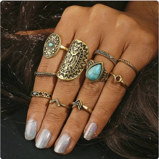 Vintage Turquoise Ring Set